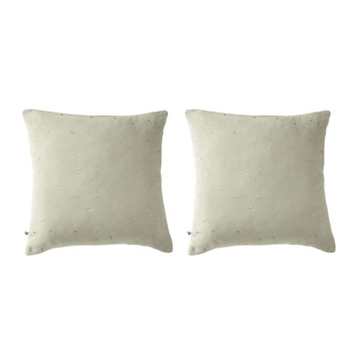 Lot de 2 taies d'oreillers à pois brodés double gaze de coton