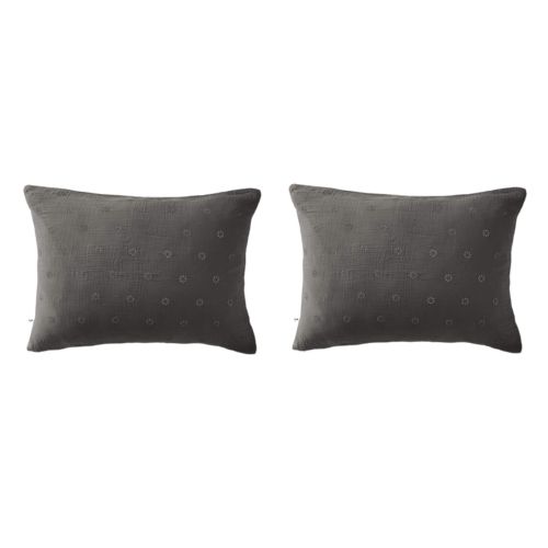 Lot de 2 taies d'oreillers brodées double gaze de coton