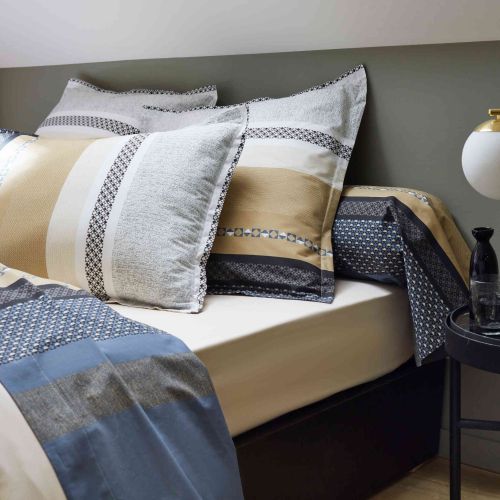 Parure de lit percale Marlow Acier - Tradilinge