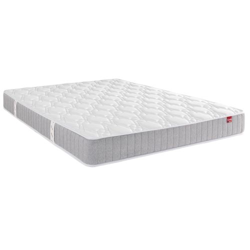 Vue en angle du matelas Epeda à ressorts ensachés, montrant la hauteur et le matelassage du couchage