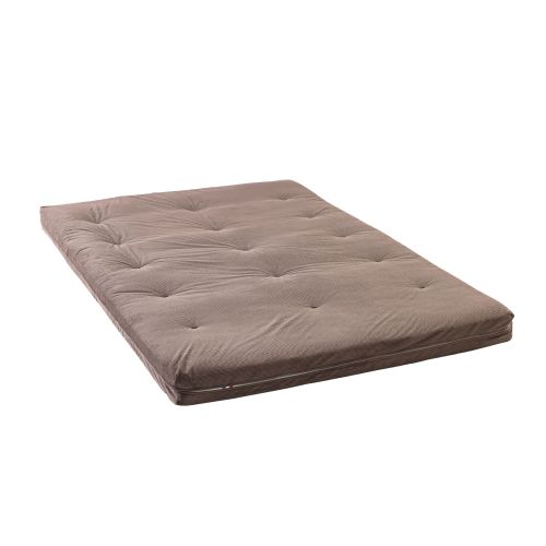 Matelas futon standard 140x200 cm ferme en velours chocolat.