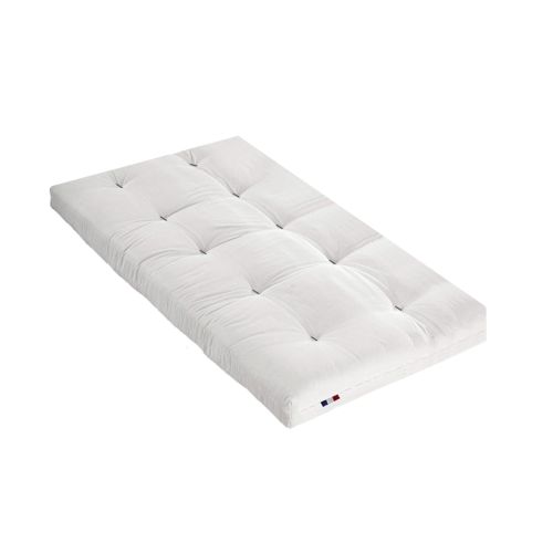Matelas futon mousse memoire + coton, anti-taches 2 personnes écru