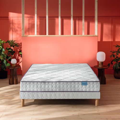 Ensemble Merinos matelas ressorts et mémoire de forme Cheer Bed, sommier Twist et pieds