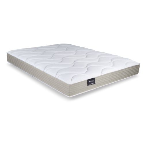 Matelas Dunlopillo 120x200 cm Tulipe 2 vu d'angle sur fond blanc, soulignant son épaisseur et ses finitions.