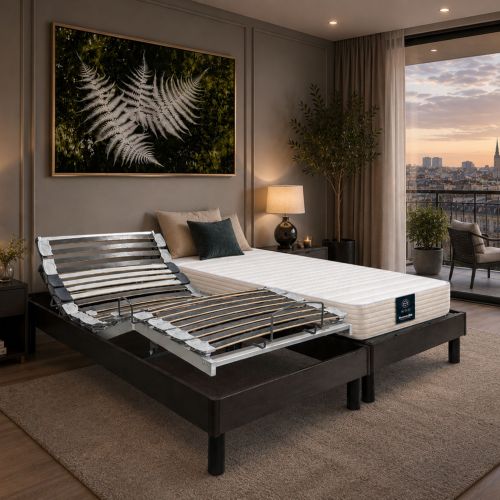 Matelas pour lit électrique mousse HR Dunlopillo Hortense 2 sur sommier relaxation TPR