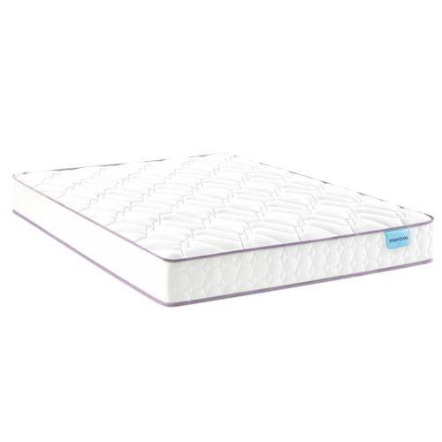 Matelas Merinos Morning Routine à ressorts ensachés présenté de trois-quarts sur fond blanc.