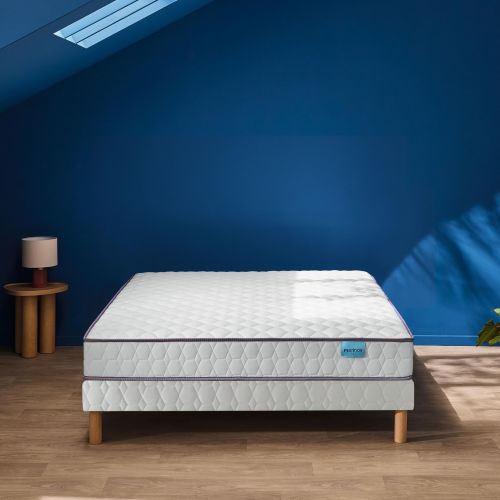 Ensemble Merinos matelas ressorts ensachés Well Bed, sommier Twist et pieds 120x190