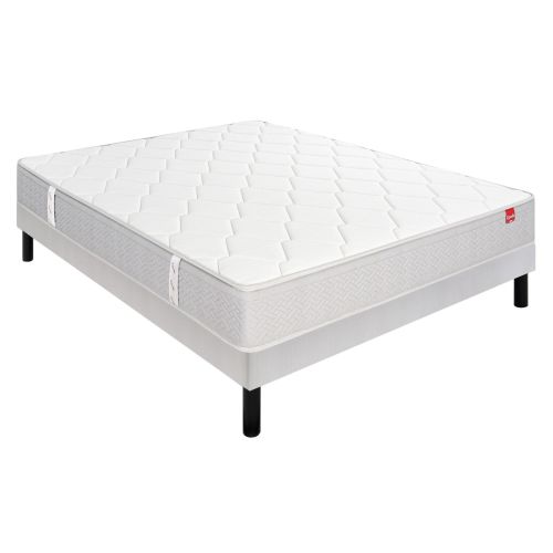 Ensemble Epeda matelas ressorts ensachés Itinéraire, sommier Nature confort ferme et pieds 90x200
