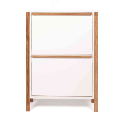Meuble à chaussures 2 tiroirs en bois blanc - MC0051