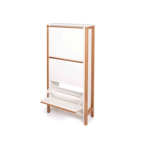 Meuble à chaussures 3 tiroirs en bois blanc - MC0050