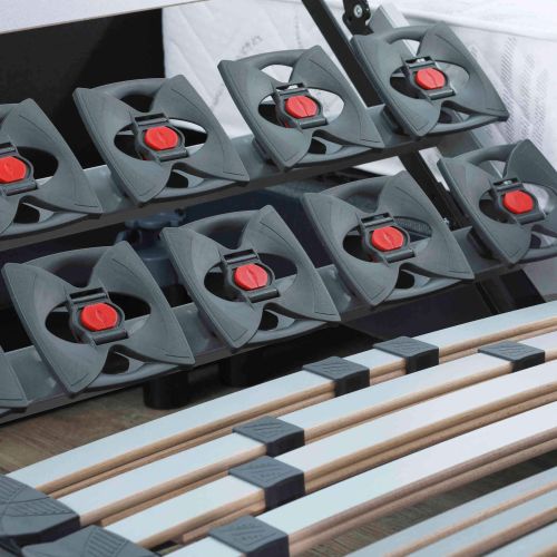 Sommier électrique de relaxation lattes + plots tissu anthracite 2x90x200