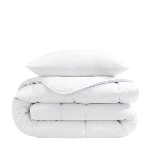 Pack couette hiver 550g  + oreiller éco naturel moelleux 60x60