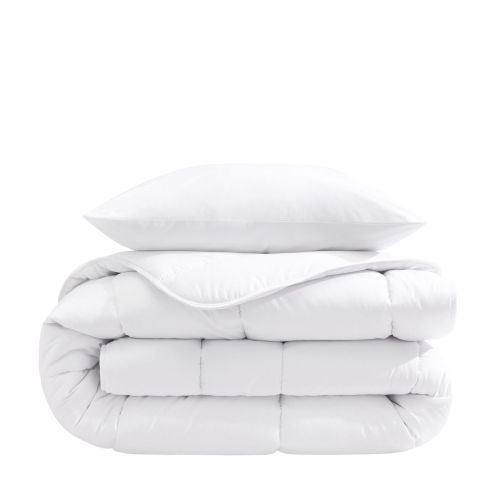 Pack couette mi-saison 350g et oreiller éco naturel moelleux enveloppe coton bio Someo
