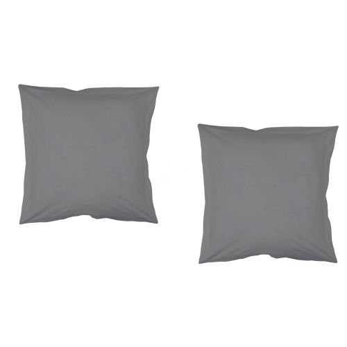 Lot de 2 taies d'oreillers grises 63x63