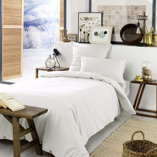 Parure de lit flanelle blanc 260x240 cm