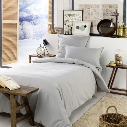 Parure de lit flanelle gris 200x200 cm