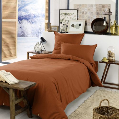 Parure de lit flanelle orange