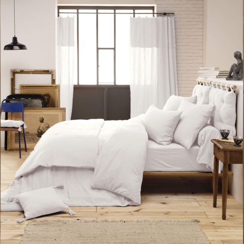 Parure de lit double gaze de coton blanc