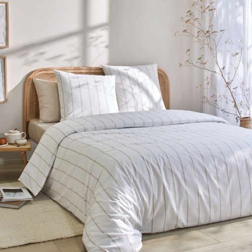 Parure de lit coton rayures 140x200