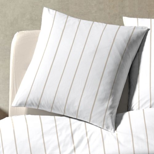 Parure de lit en coton rayures beige