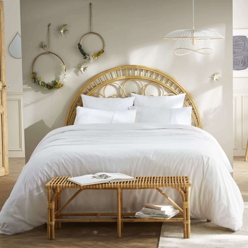 Parure de lit 100% coton broderie anglaise rose