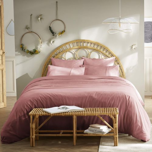Housse de couette 100% coton broderie anglaise rose