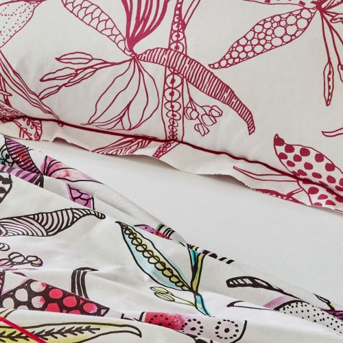 Parure de lit Pénélope rose 260x240 - Tradilinge