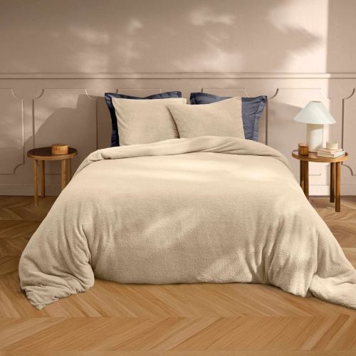 Parure de lit bouclette doux et agréable helena sable 240x220 cm Douceur d'Intérieur