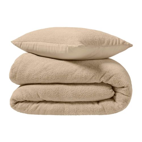Parure de lit bouclette doux et agréable helena sable 240x220 cm Douceur d'Intérieur