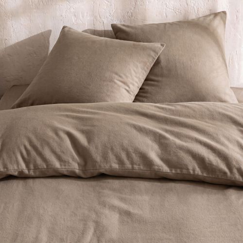 Parure de lit en flanelle kaki douce et chaude Terre de Nuit sur lit double