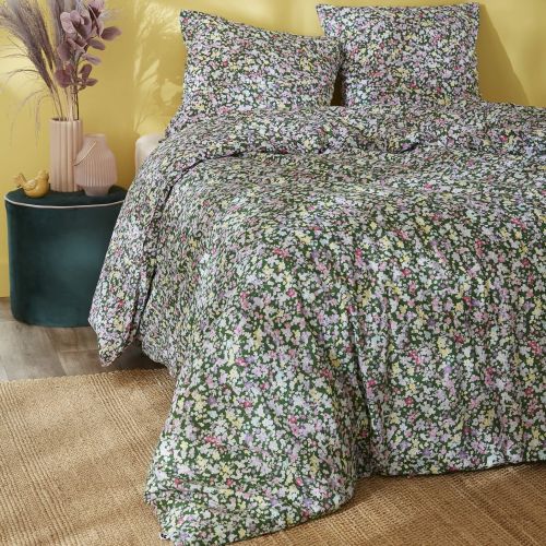 Parure de lit coton imprimé floral Vert 200x200