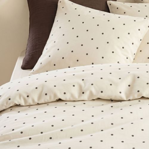 Parure de lit 140x200 coton blanc Terre de Nuit Pois