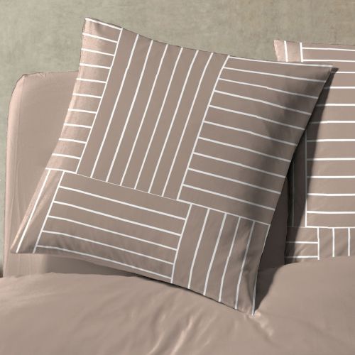 Vue de dessus d'une parure de lit en coton 51 fils aux motifs graphiques