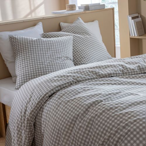 Parure de lit Vichy 260x240 Beige