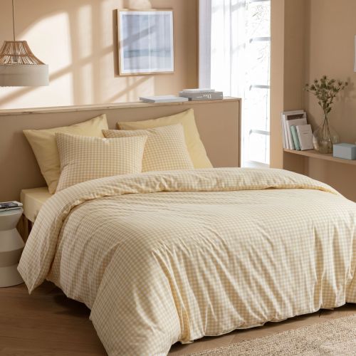 Parure de lit Vichy 240x220 Jaune