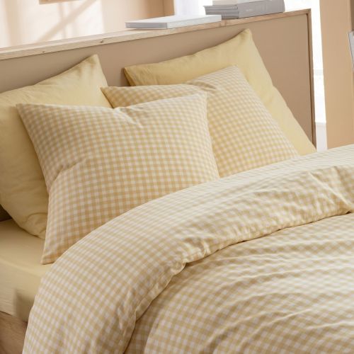 Parure de lit Vichy 200x200 Jaune