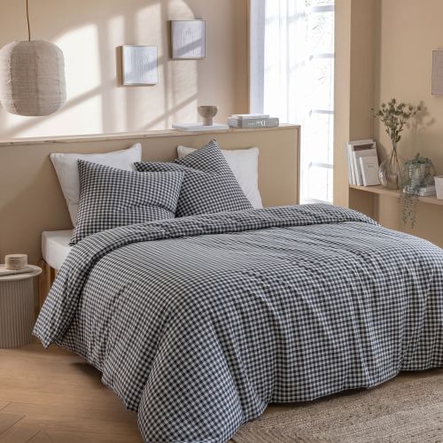 Parure de lit Vichy 240x220 Noir