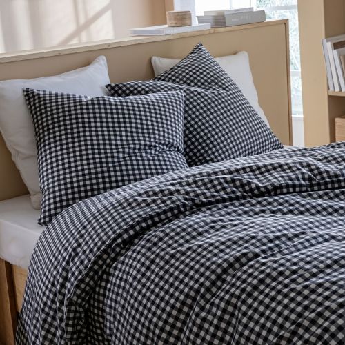 Parure de lit Vichy 140x200 Noir