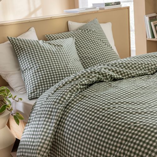 Parure de lit Vichy 260x240 Vert foncé