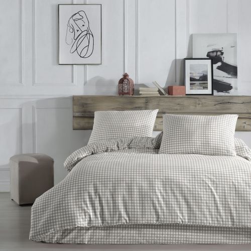 Parure de lit Vichy beige