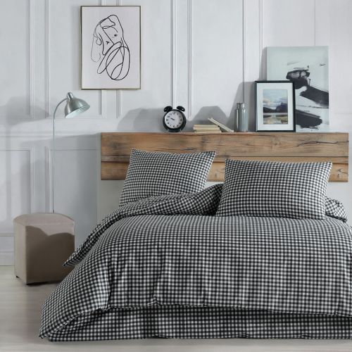 Parure de lit Vichy 240x220 Noir