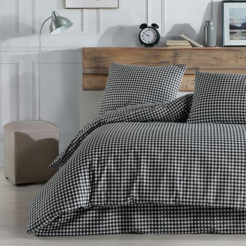 Parure de lit Vichy 200x200 Noir