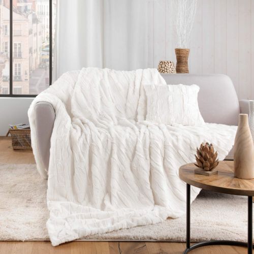 Plaid imitation fourrure/sherpa Foxy sable 180x220