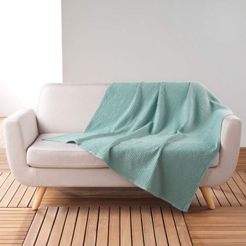 Plaid gaufrette en coton uni 125x150 cm