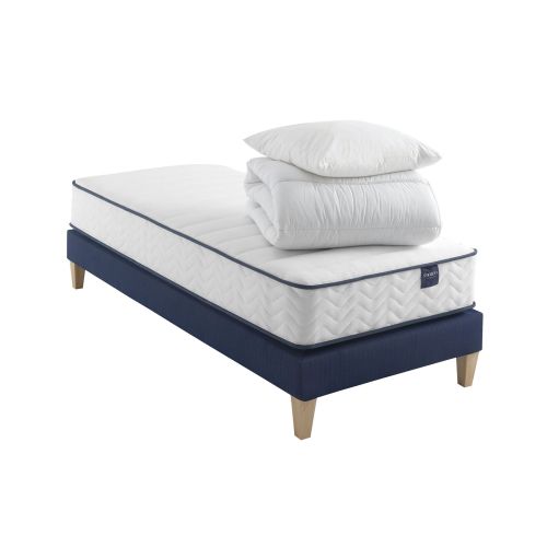 Ensemble matelas ressorts, sommier, pieds, couette et oreiller Rêve 300 - SOMEO
