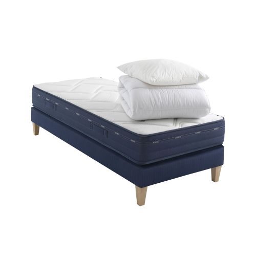 Ensemble matelas ressorts et mémoire de forme, sommier, pieds, couette et oreiller Rêve 500 - SOMEO