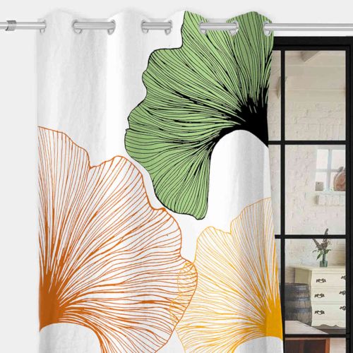 Rideau à œillets Ginkgo imprimé placé 132x250 cm