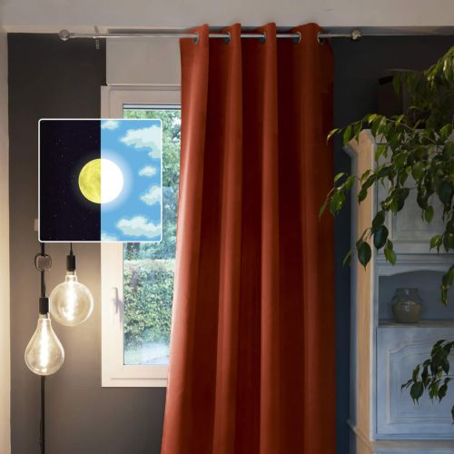 Rideau occultant à œillets orange