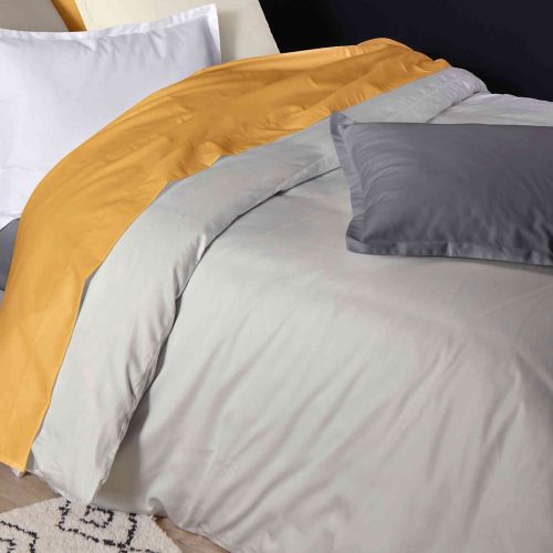 Housse de couette satin de coton gris - Tradilinge