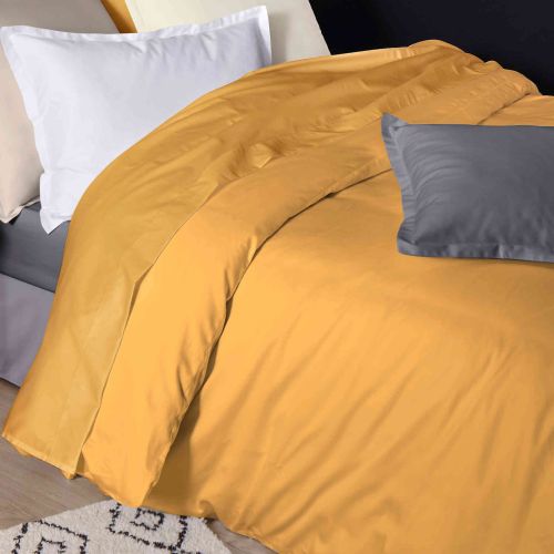 Housse de couette satin de coton moutarde - Tradilinge